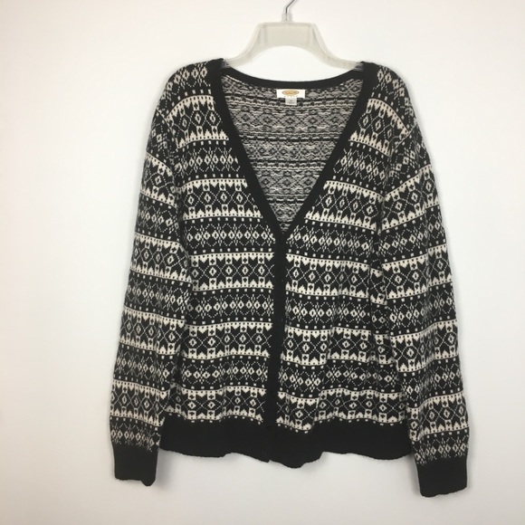 Talbots Black Fair Isle Wool Cardigan Sweater. 3X - Picture 1 of 8
